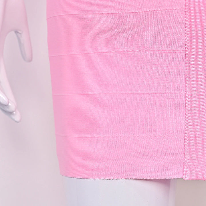 Luxury Pink Ginger Bandage Bodycon Mini Dress