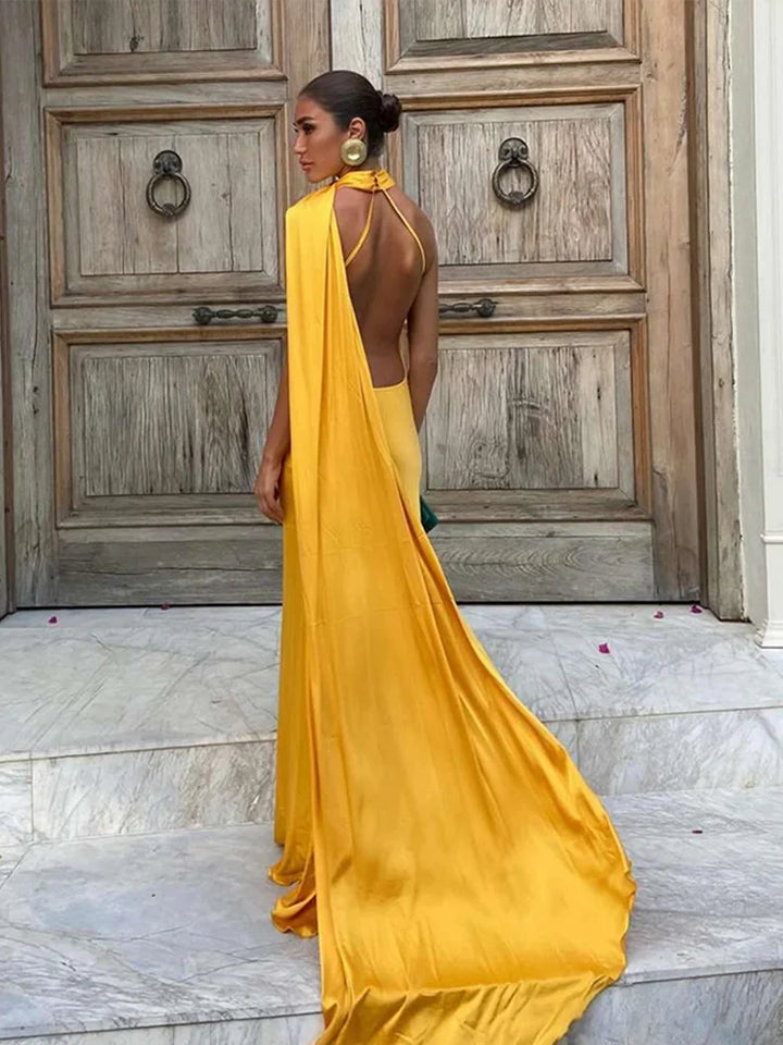 Chic Black Halter Maxi Dress For Elegant Evening Wear