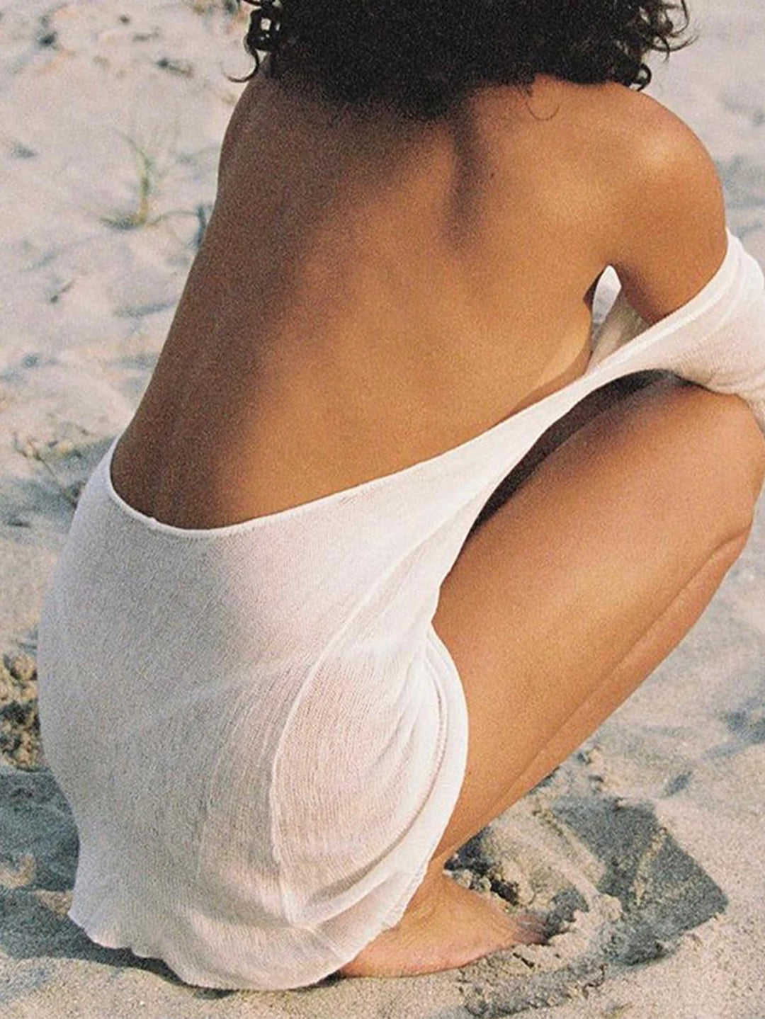 Architectural Knit Backless Mini Dress