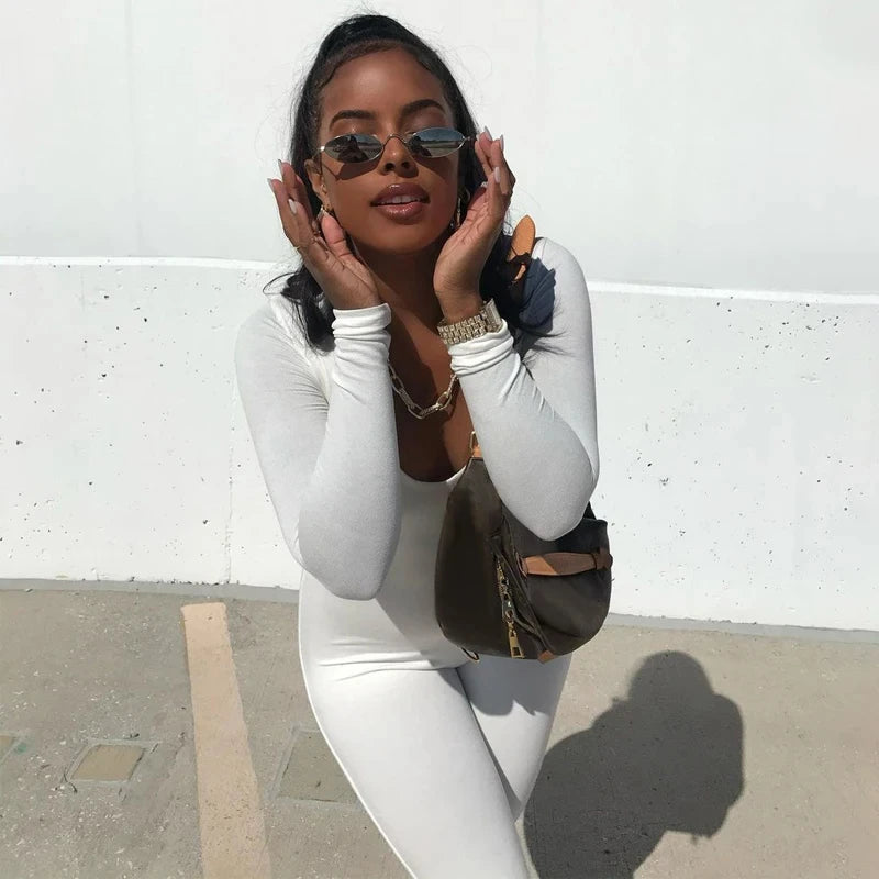 Slim Long Sleeve Knitted Jumpsuit For Women