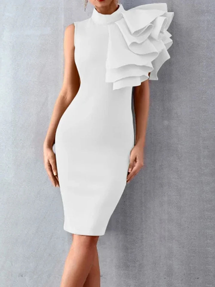 Stunning One Shoulder Midi Evening Dress With