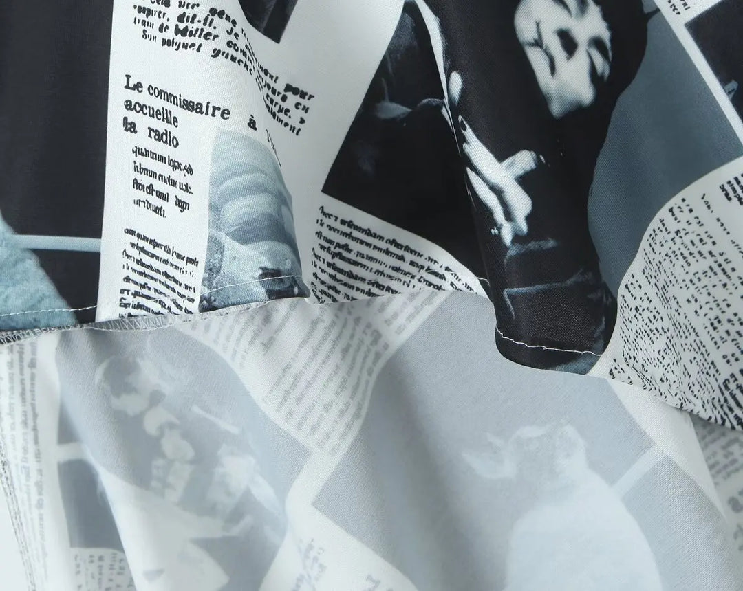 Yenkye Signature Newspaper Print Irregular Mini