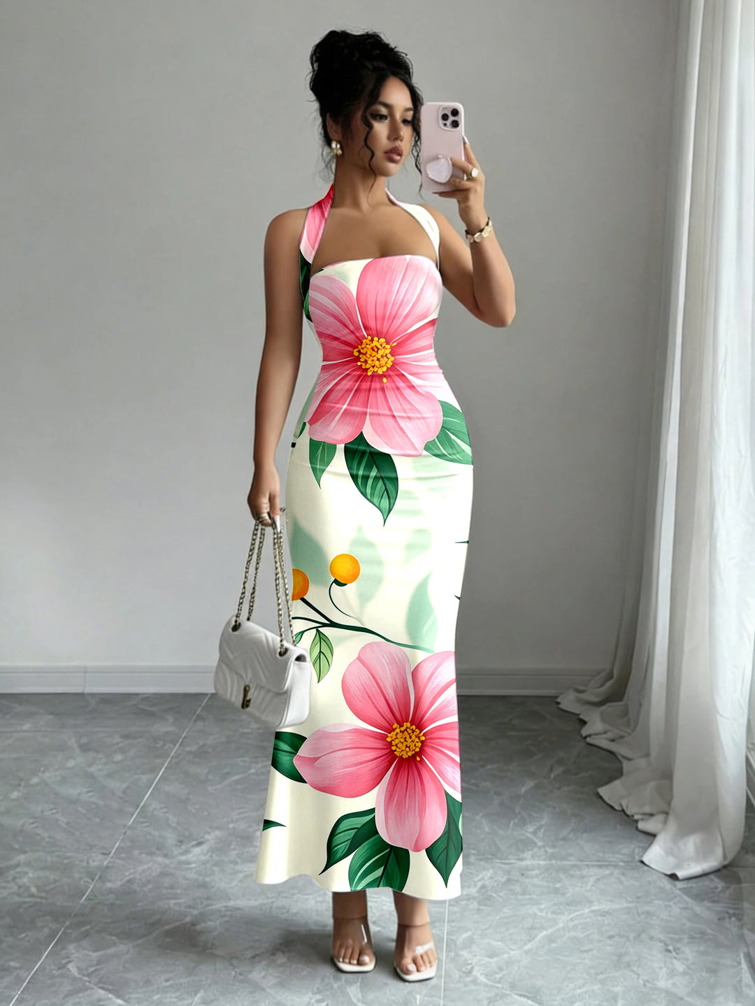 Flowing Long Skirt With Hanging Neck Design
