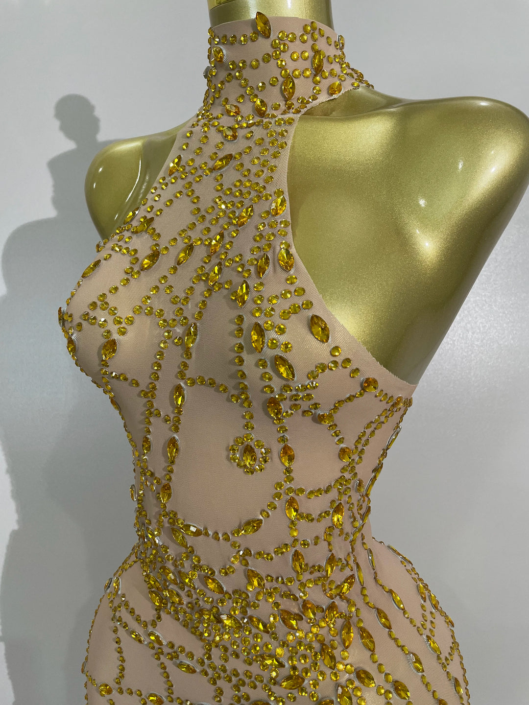 Sparkle Diamond Mesh Bodycon Mini Dress With