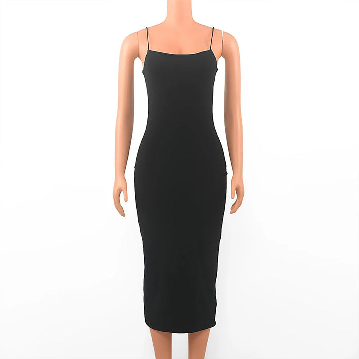 Elegant Sleeveless Backless Ankle Bodycon Dress