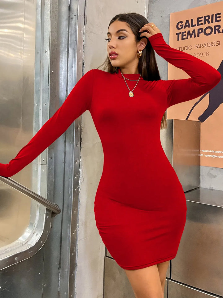 Women Long Sleeve Bodycon Mini Dress Party Ready