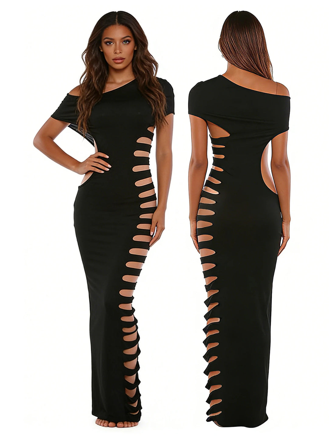 Elegant One Shoulder Bodycon Dress With Cutout