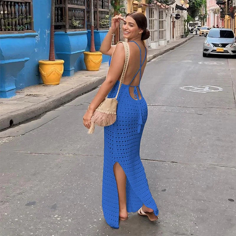 Luxury Edolynsa Knit Resort Maxi Dress With