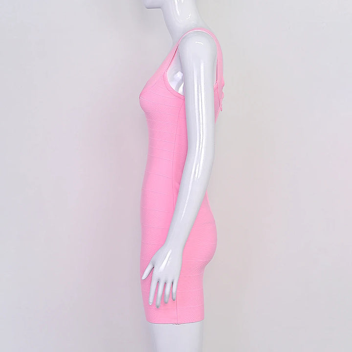 Luxury Pink Ginger Bandage Bodycon Mini Dress