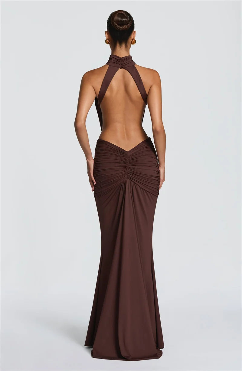 Limited Edition Turtleneck Backless Maxi Gown