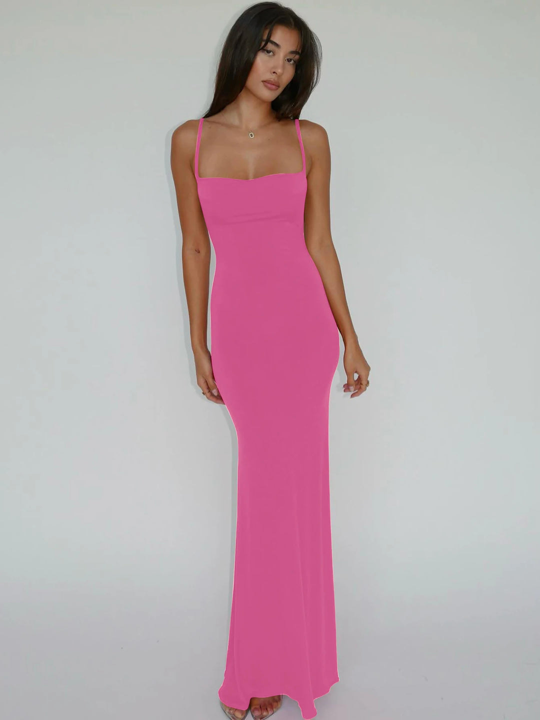 Y2K Solid Sleeveless Backless Bodycon Maxi Dress