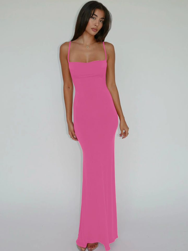 Y2K Solid Sleeveless Backless Bodycon Maxi Dress