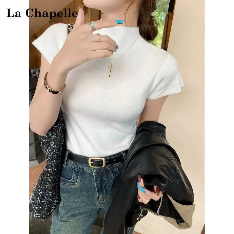 Basic Turtleneck Solid Thin Summer 2026 Pullover Women Female Knitted Sweater Slim Short Sleeve Bodycon Sweater