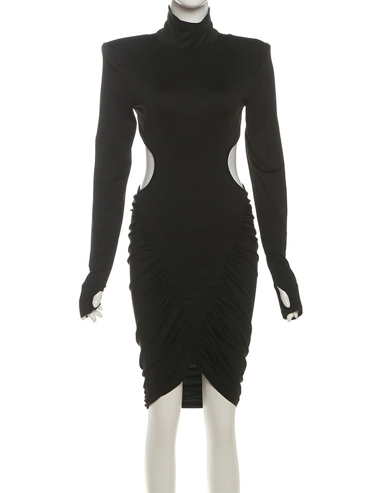 Sisterlinda Ruched Backless Autumn Bodycon Dress