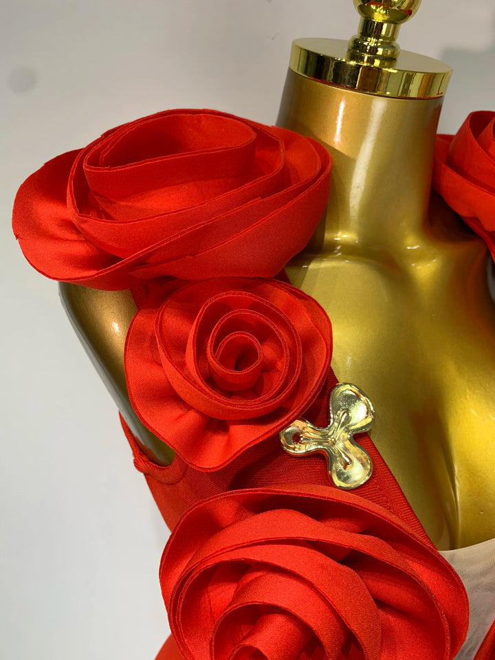 Luxury 3D Floral Bandage Dress For Stunning