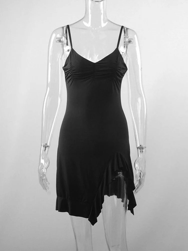 Summer Sexy Backless Black Bodycon Mini Dress