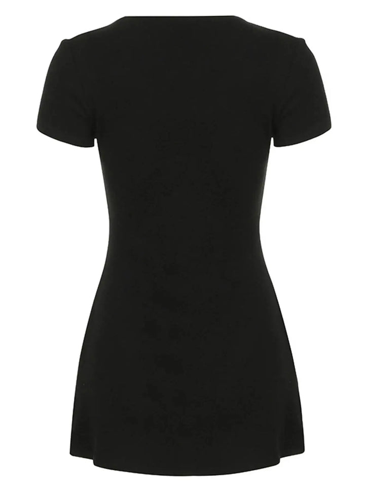 Luxury Black V Neck Mini Dress For Elegant