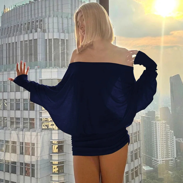 Chic Off Shoulder Sheer Mini Dress For Elegant