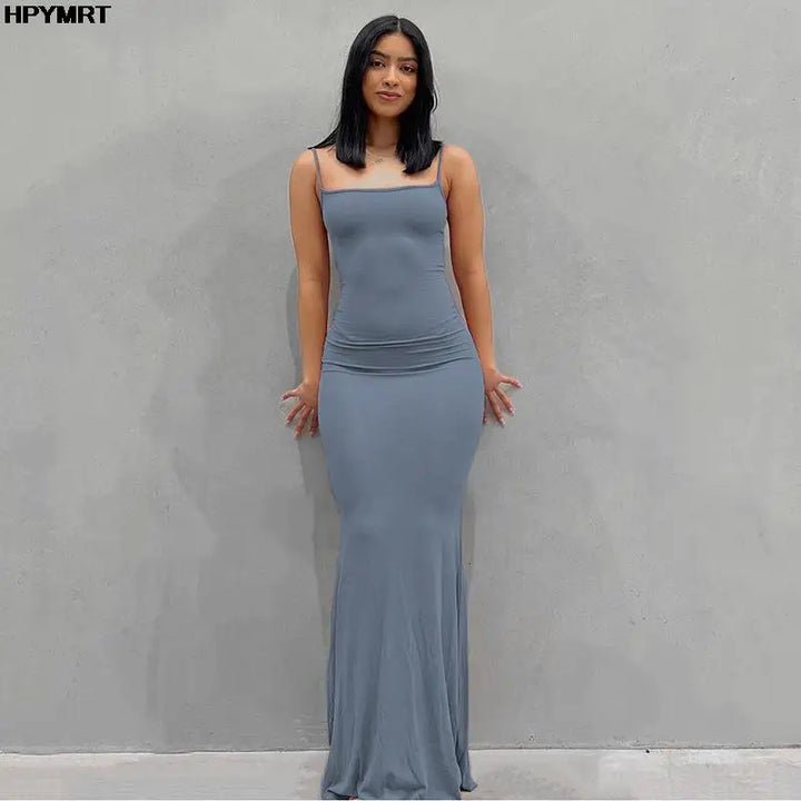 Satin Slip Backless Maxi Dress Bodycon Party Wear