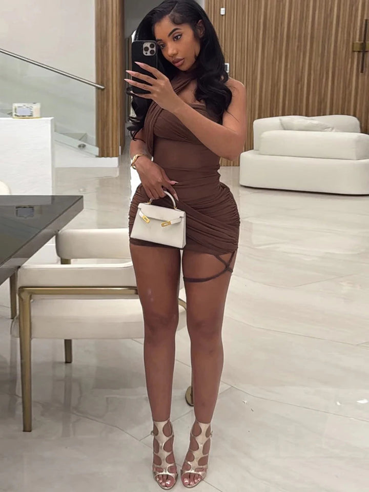 Weird Puss See Through Y2K Backless Mini Dress