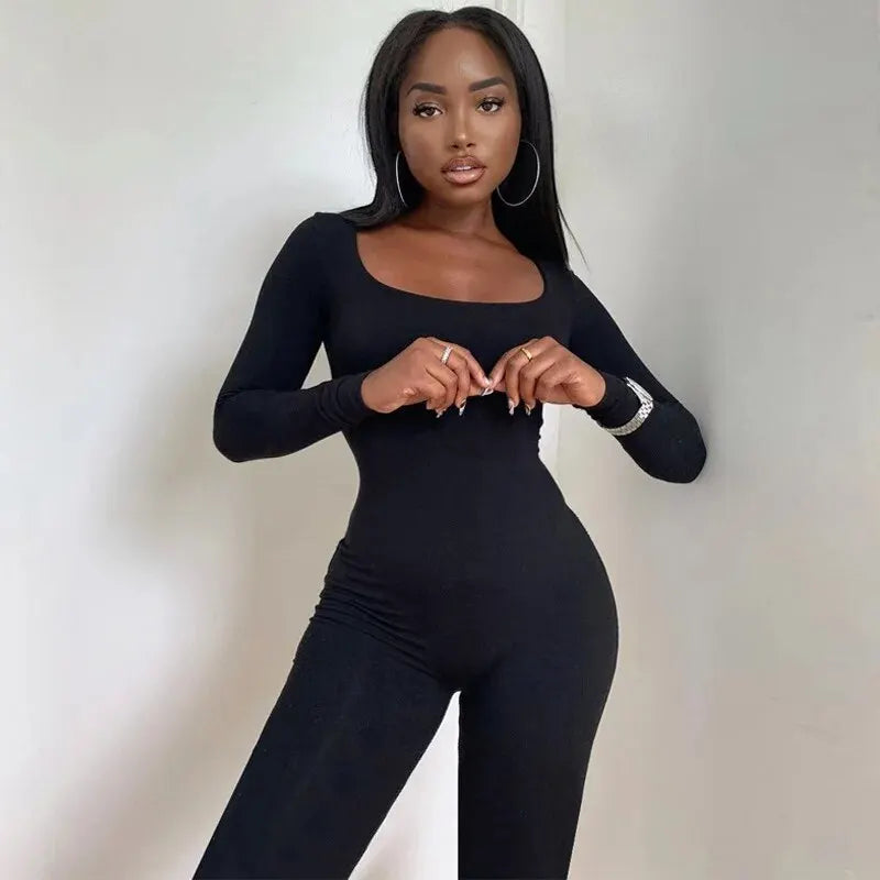 Dulzura Women Autumn Winter Knit Jumpsuit Bodycon