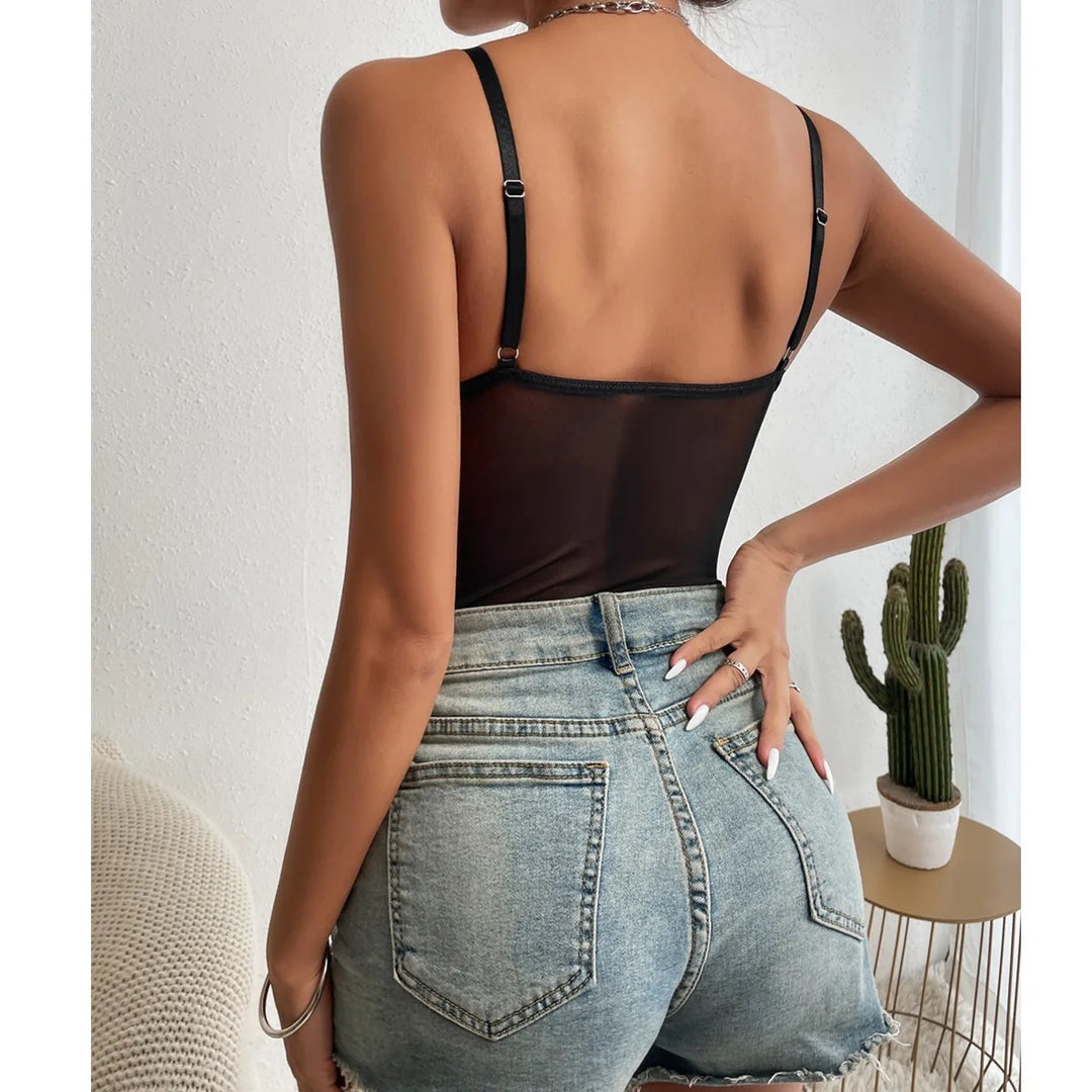 Sexy Lace Bodysuit For Women Slim Bodycon Top