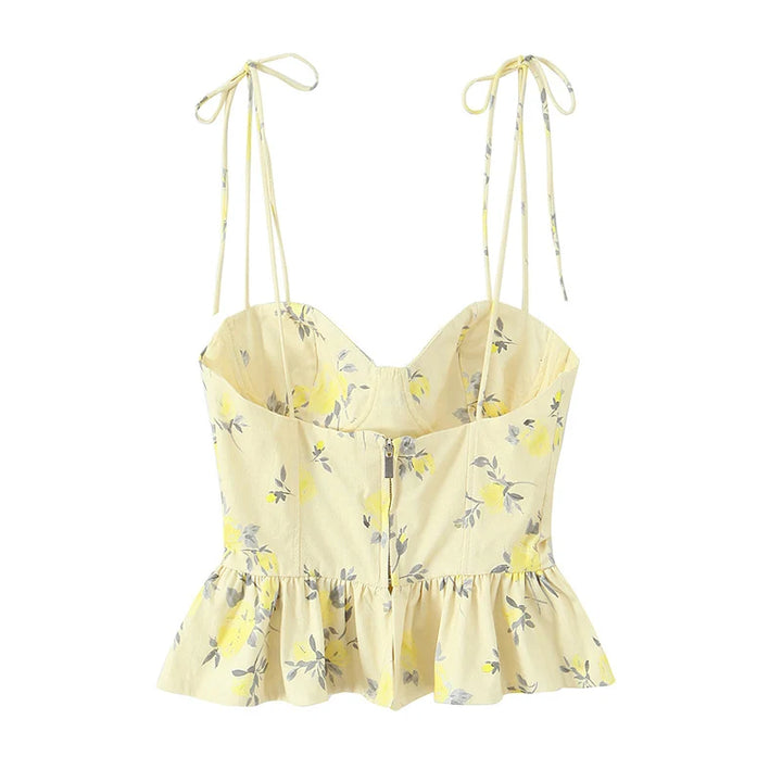 Chic Elegant Corset Top Backless Short Cami Tops New 2026 Summer Fashion Floral Printed Sexy Party Night Tops