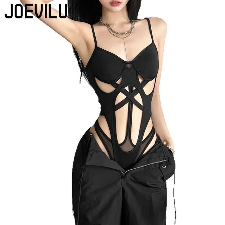 Sexy Women Bodysuit Cutout Bodycon Jumpsuit Y2K