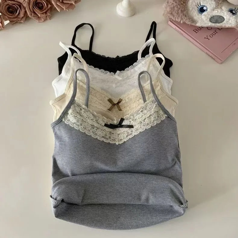 Luxury White Women Knit Lace Camisole Exclusive