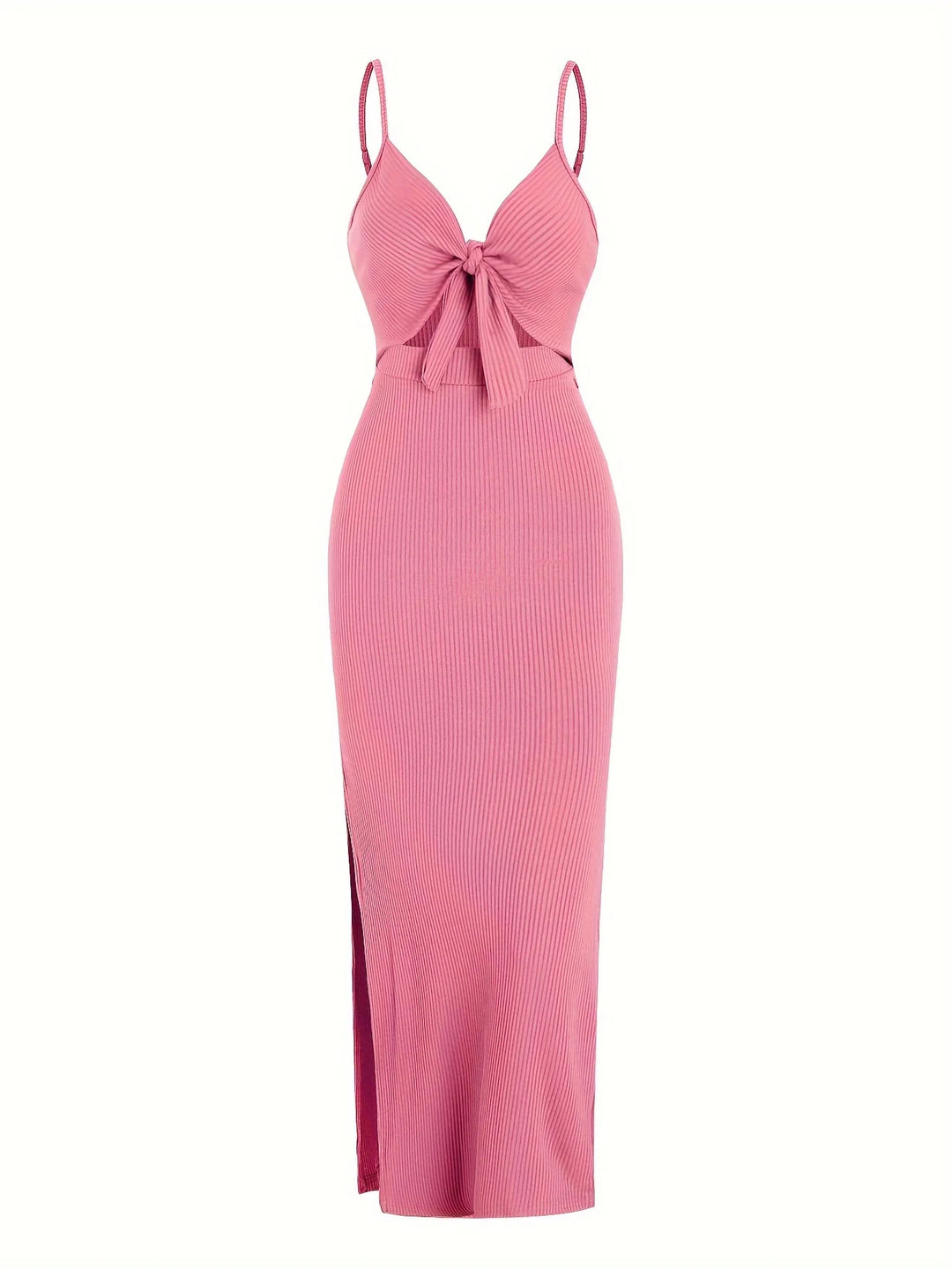 Floral Knit V Neck Sleeveless Backless Long Dress