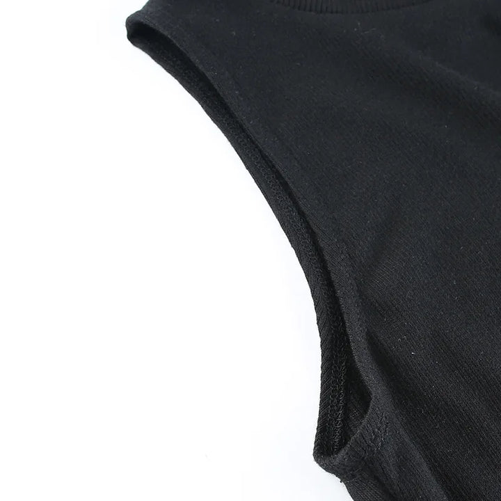 Premium Vintage Black Y2K Sleeveless Bodysuit High