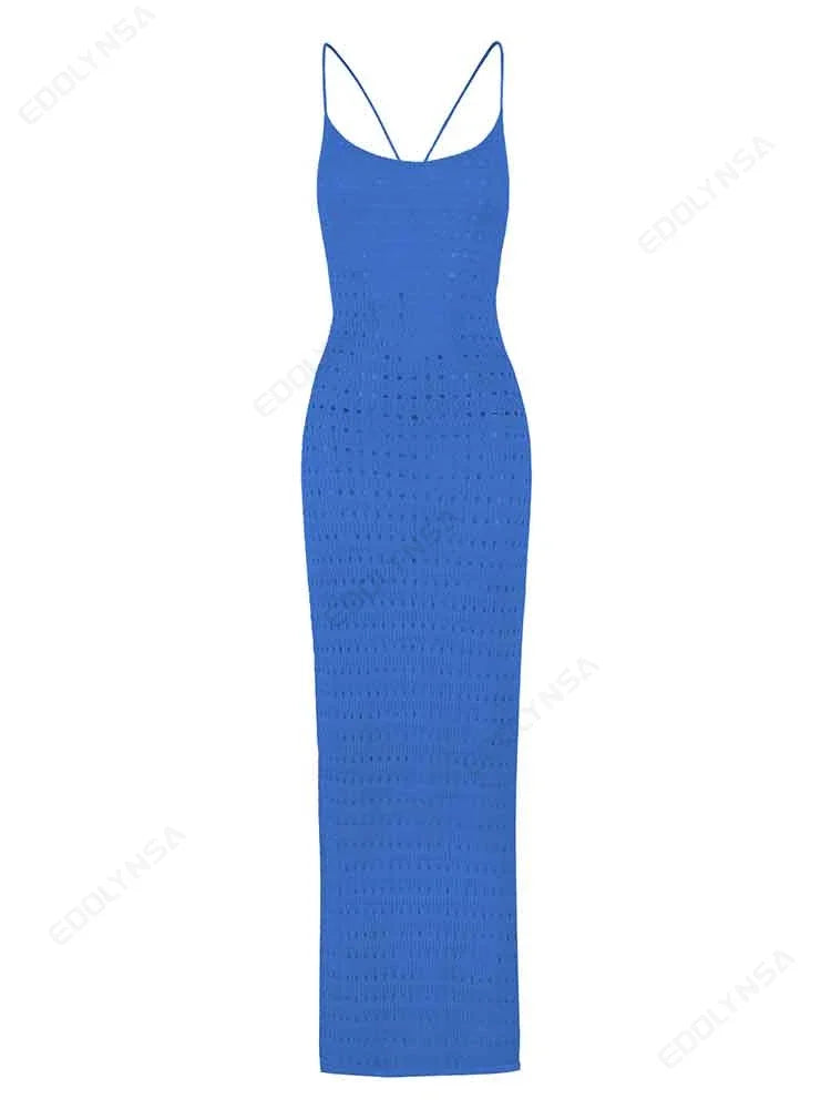 Luxury Edolynsa Knit Resort Maxi Dress With