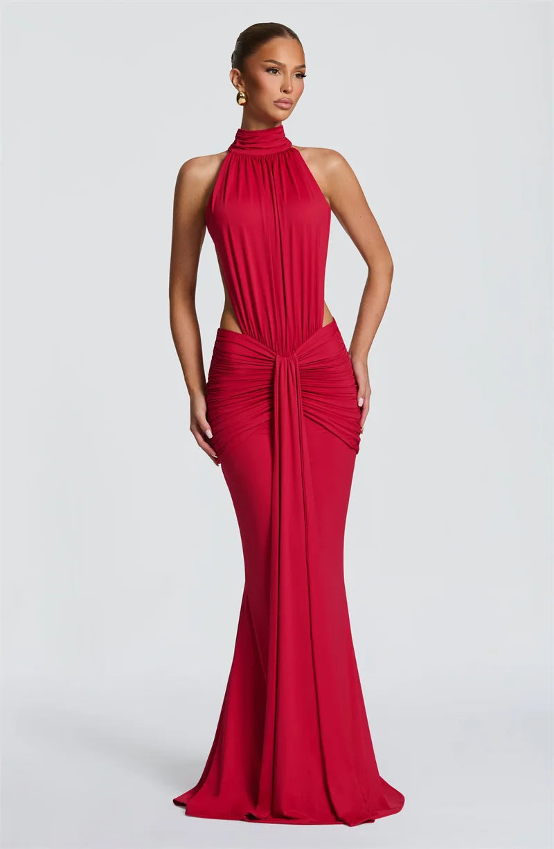 Limited Edition Turtleneck Backless Maxi Gown