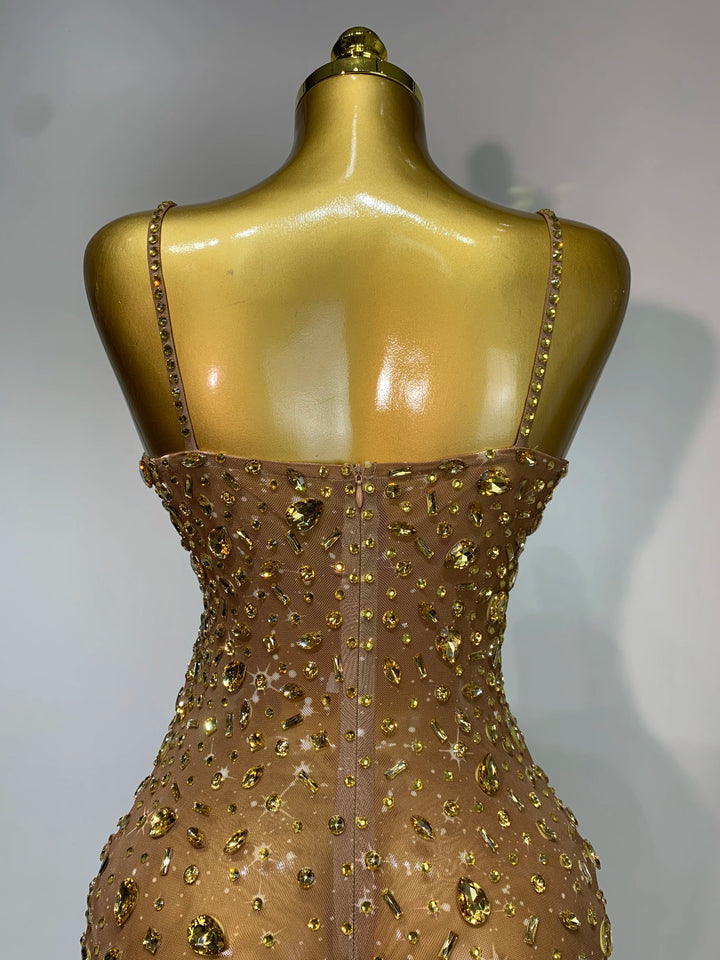 Kormanly Rhinestone Mesh Evening Gown Exclusive
