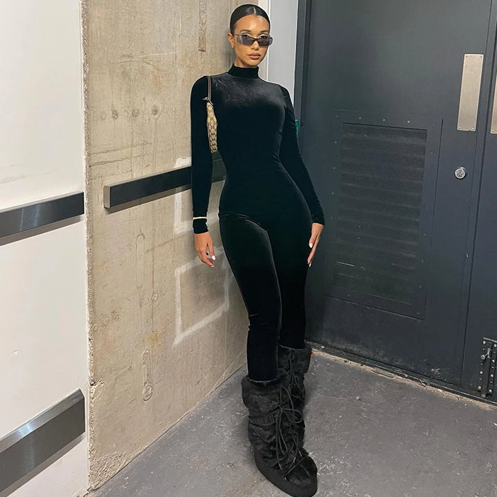 Dulzura Velvet Y2k Bodycon Jumpsuit For Women