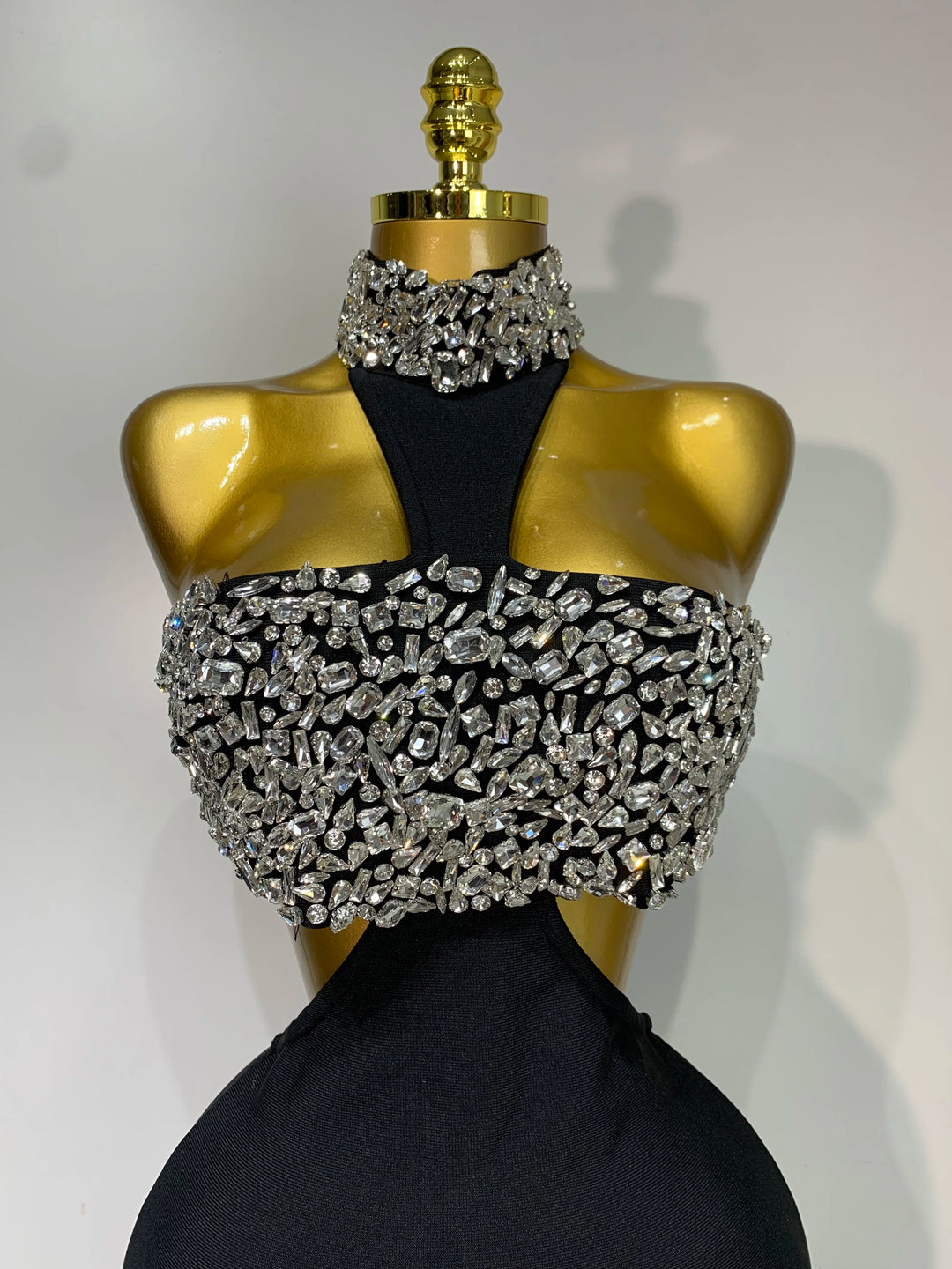 Women Backless Sparkly Crystal Bodycon Party Dress