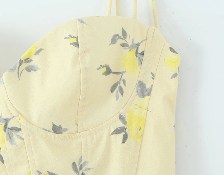 Luxury Floral Backless Corset Top For Evening