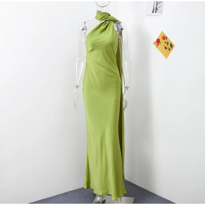 Chic Black Halter Maxi Dress For Elegant Evening Wear