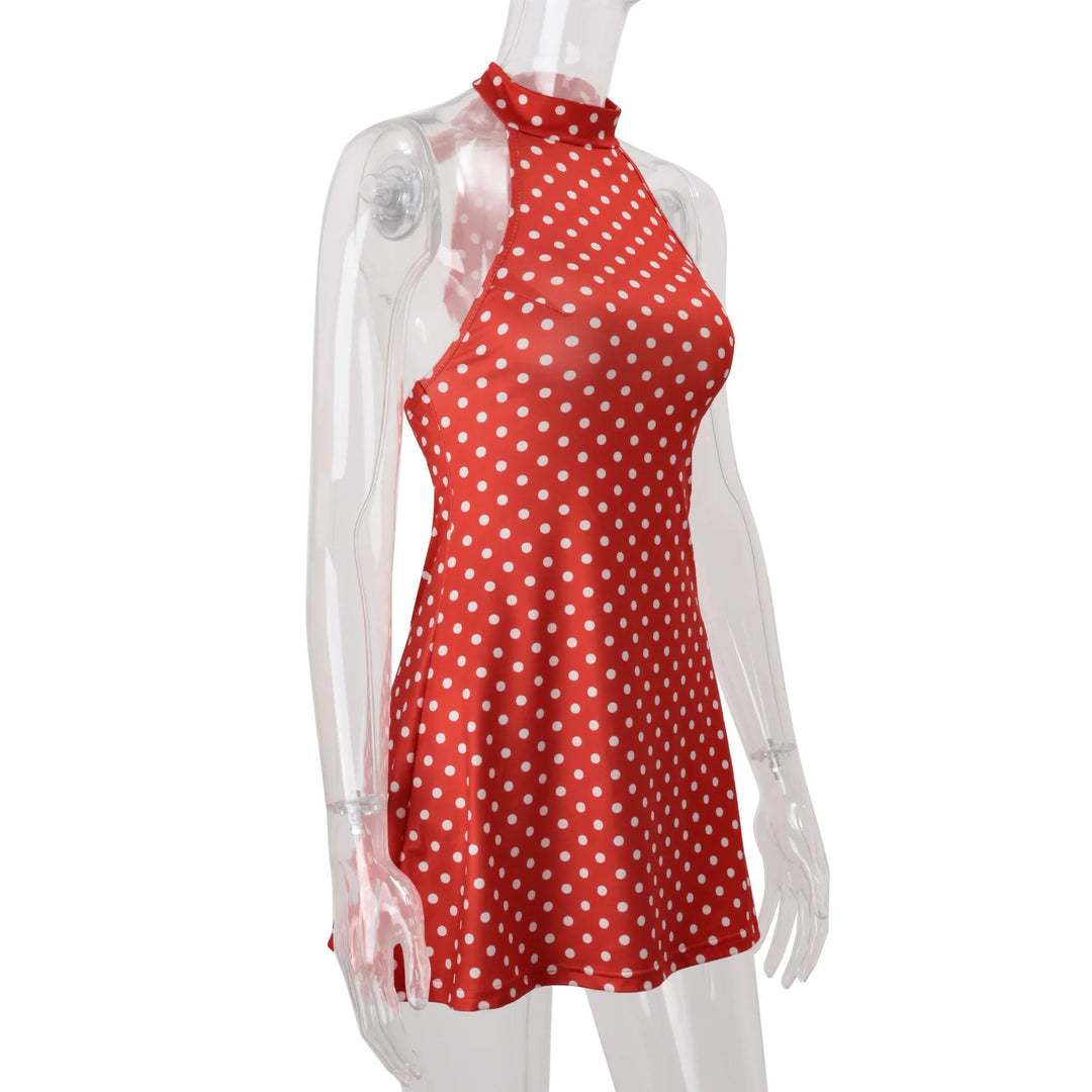 Limited Signature Dot Halter Backless Knit Evening