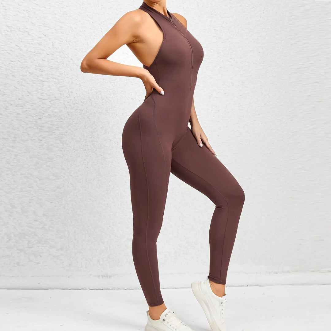 Stylish Sleeveless Hollow Jumpsuit For Gym And