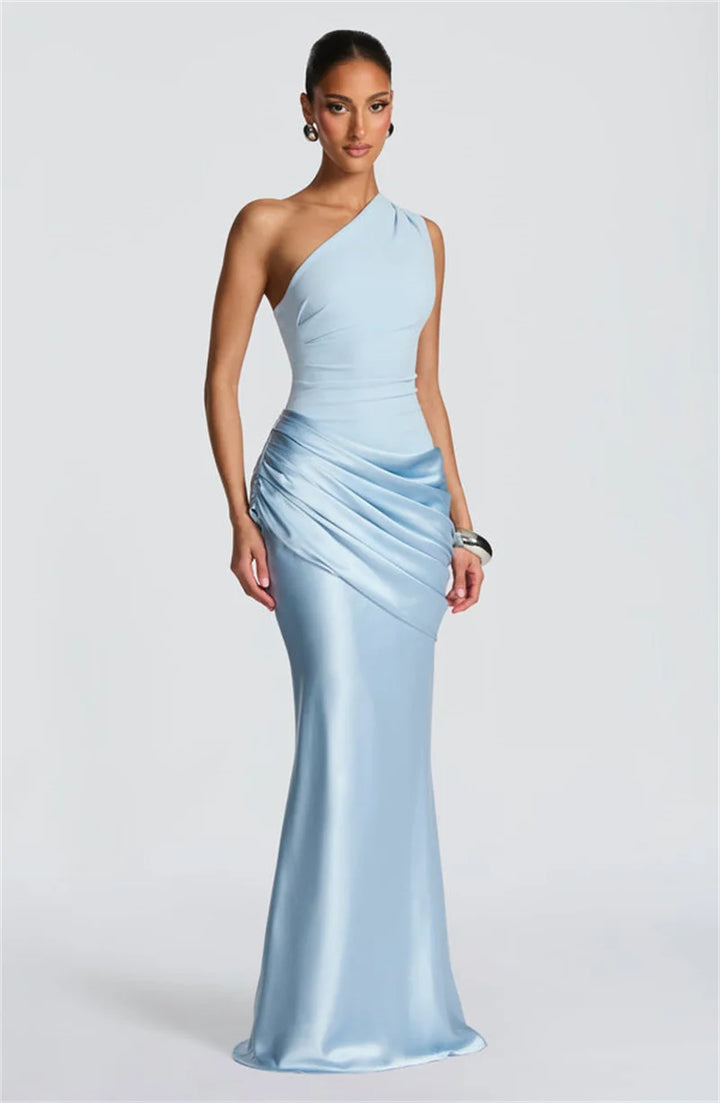 Luxury One Shoulder Backless Maxi Dress