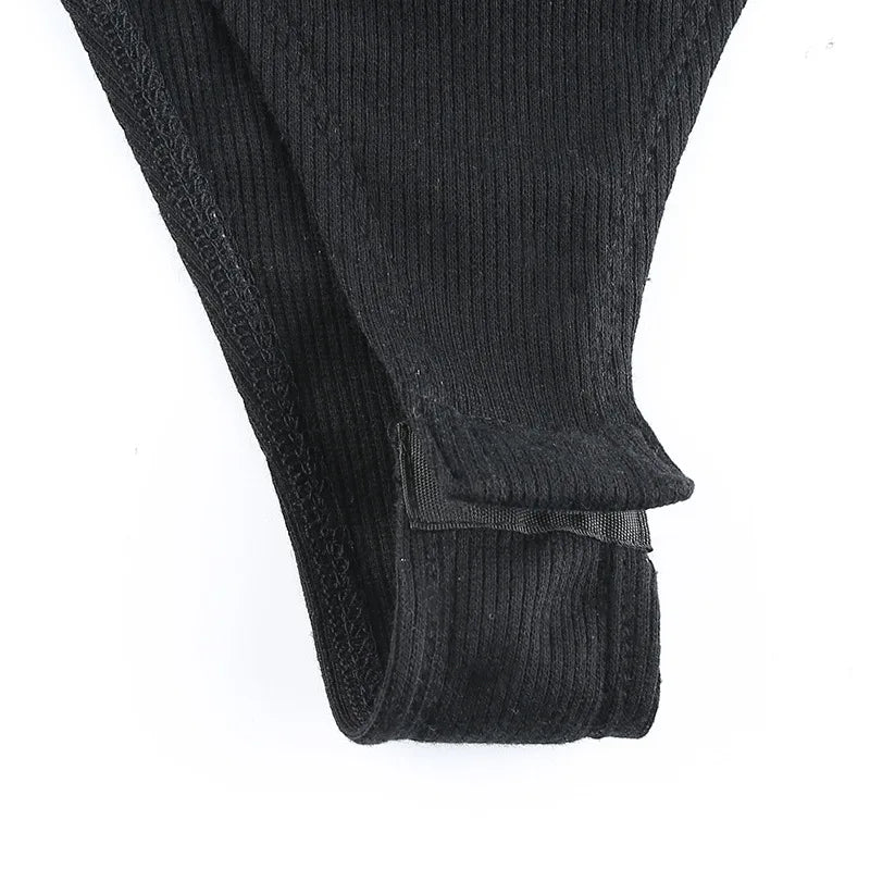 Premium Vintage Black Y2K Sleeveless Bodysuit High