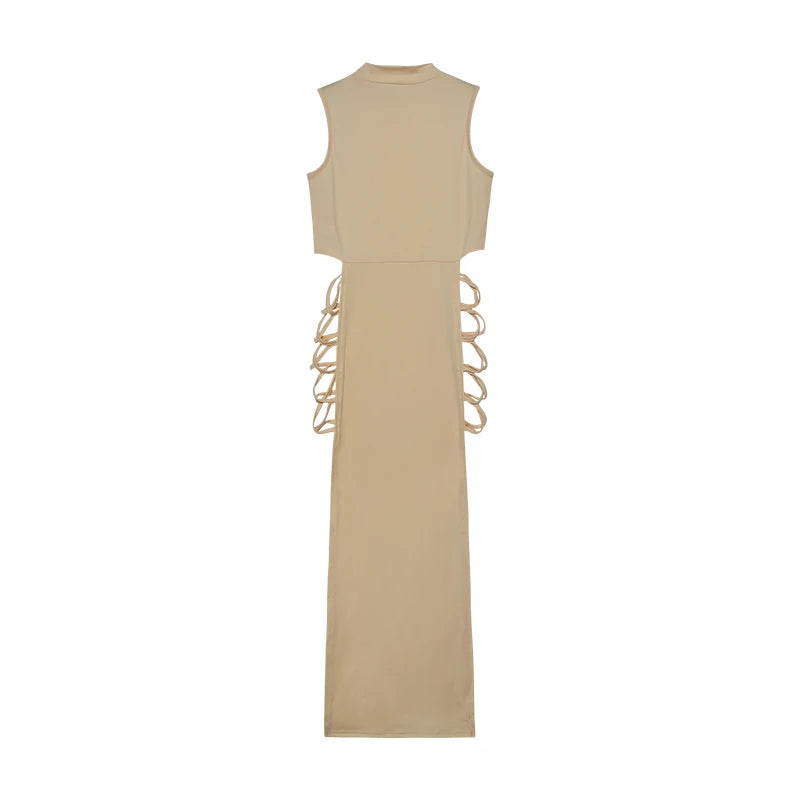 Exclusive Criss Cross Mock Neck Knit Maxi Dress