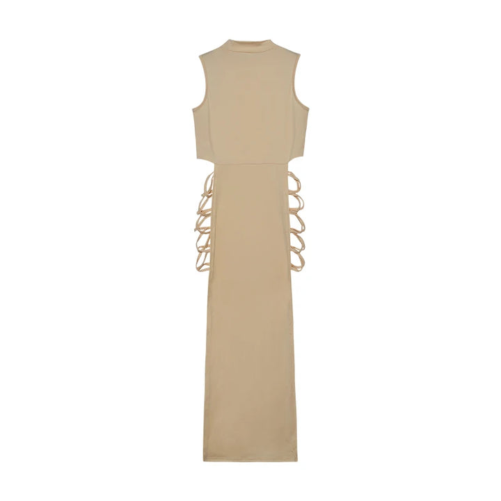 Exclusive Criss Cross Mock Neck Knit Maxi Dress