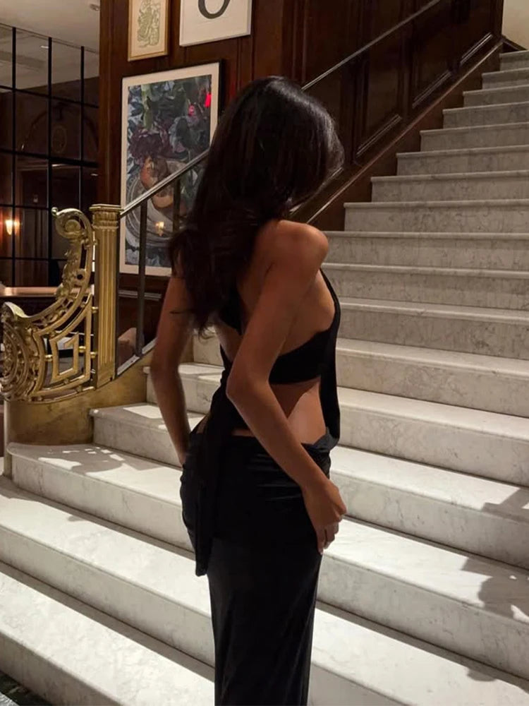 Women Halter Backless Maxi Dress Bodycon Party