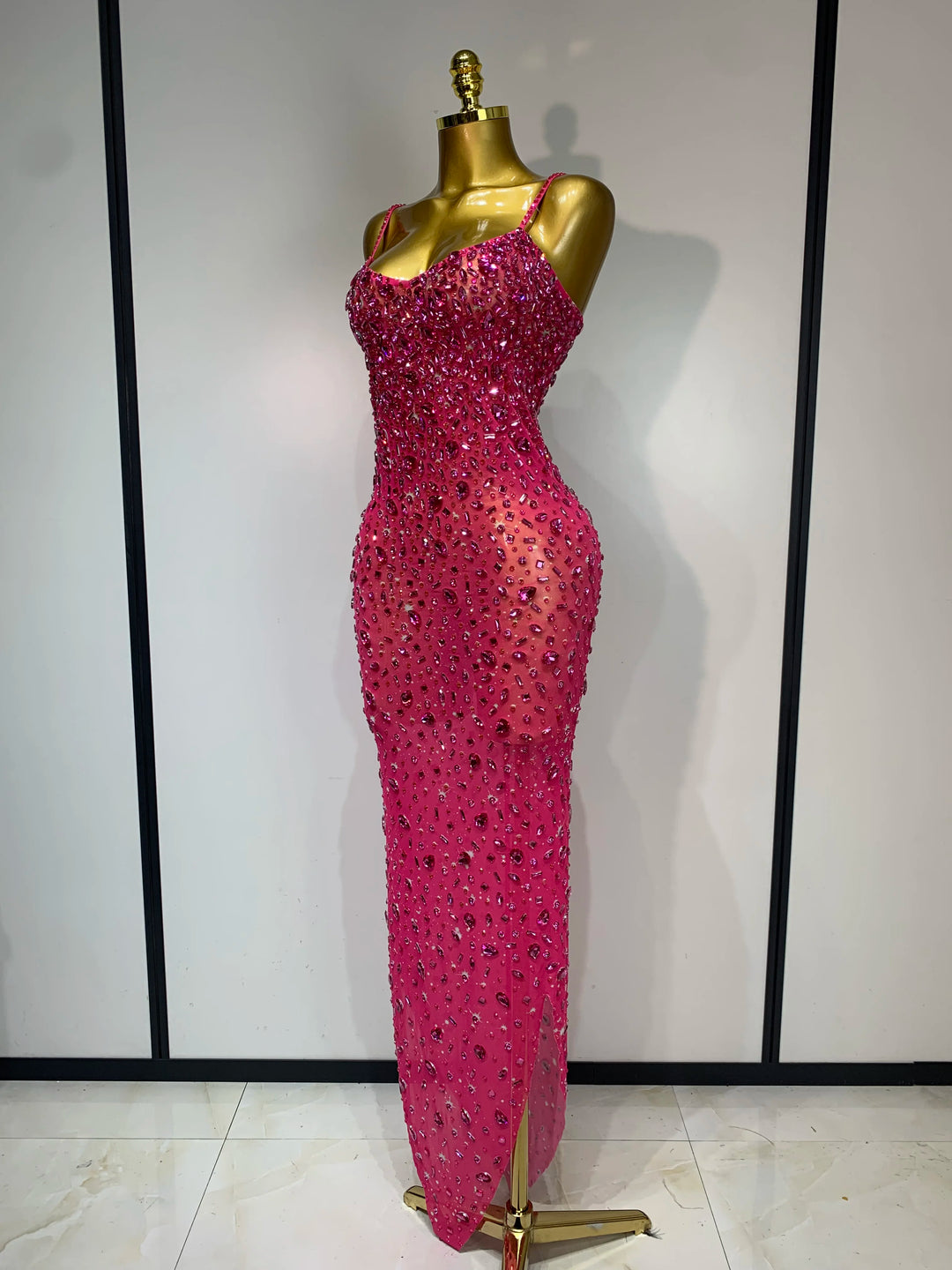 Kormanly Rhinestone Mesh Evening Gown Exclusive
