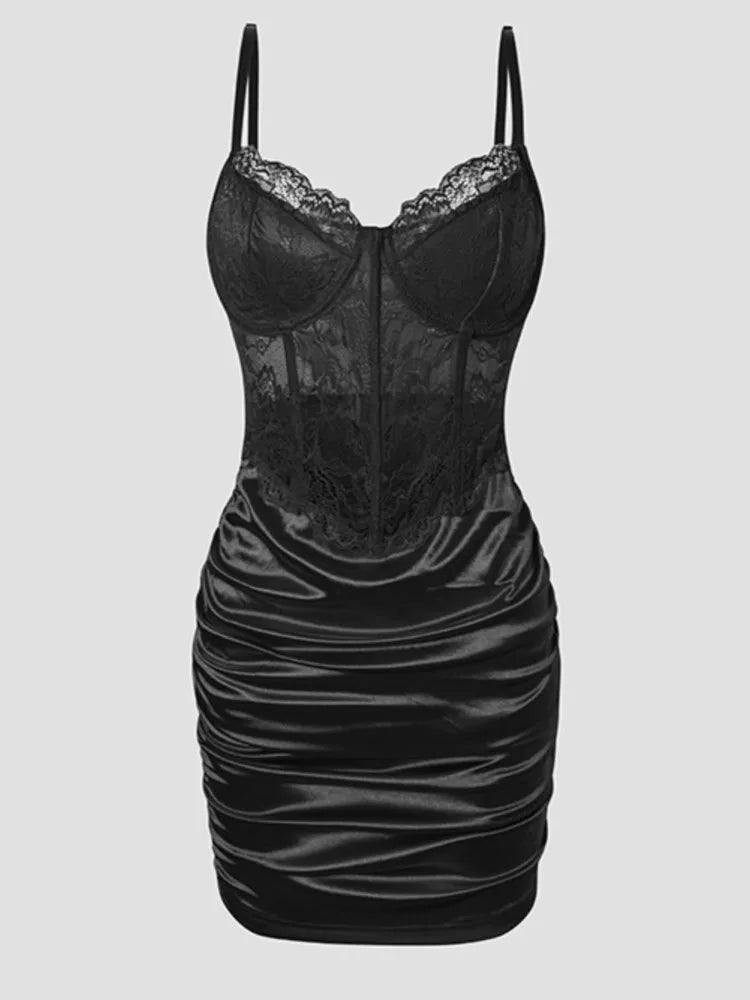 Women Lace Bodycon Club Dress Spaghetti Strap