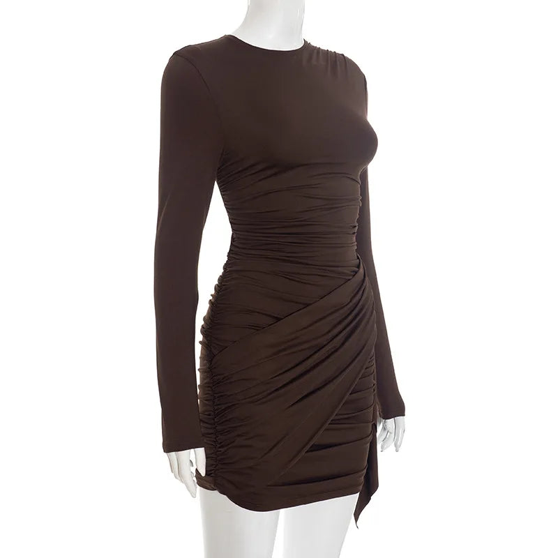 Elegant Solid Overlap Sheath Dress For Women