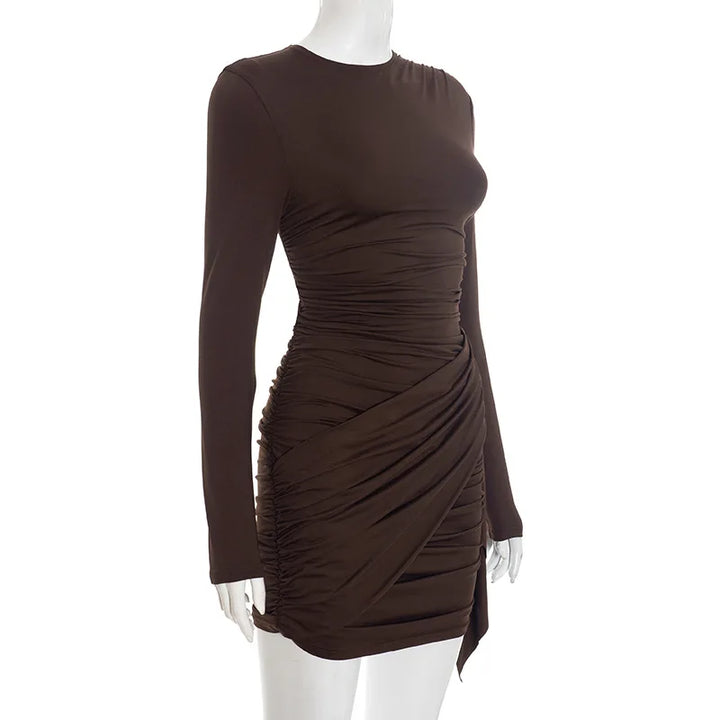 Elegant Solid Overlap Sheath Dress For Women