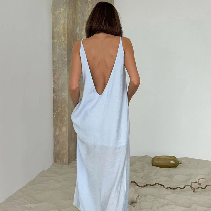 HiLoc Signature White Soft V Neck Midi Nightgown